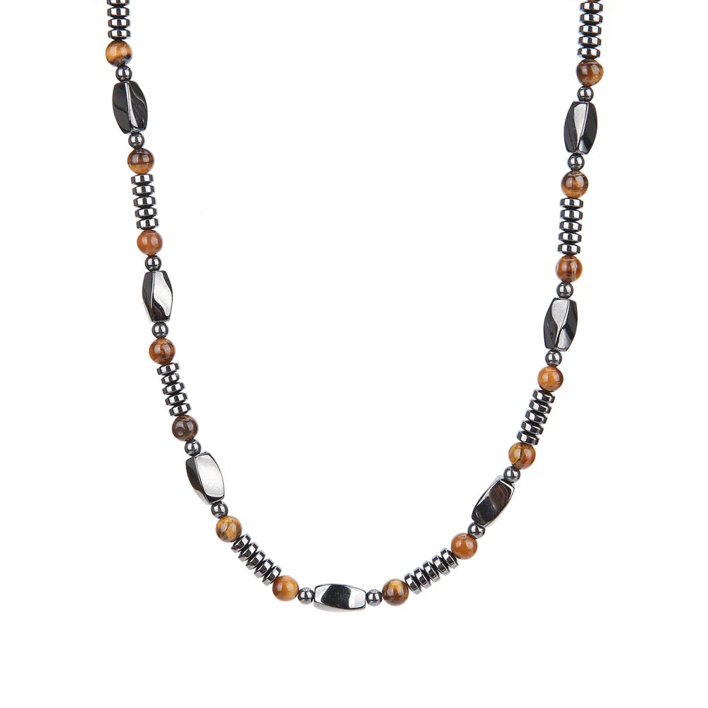 Natural Stone Tiger-eye Hematite Necklace for Men and Women Jewelry Gift