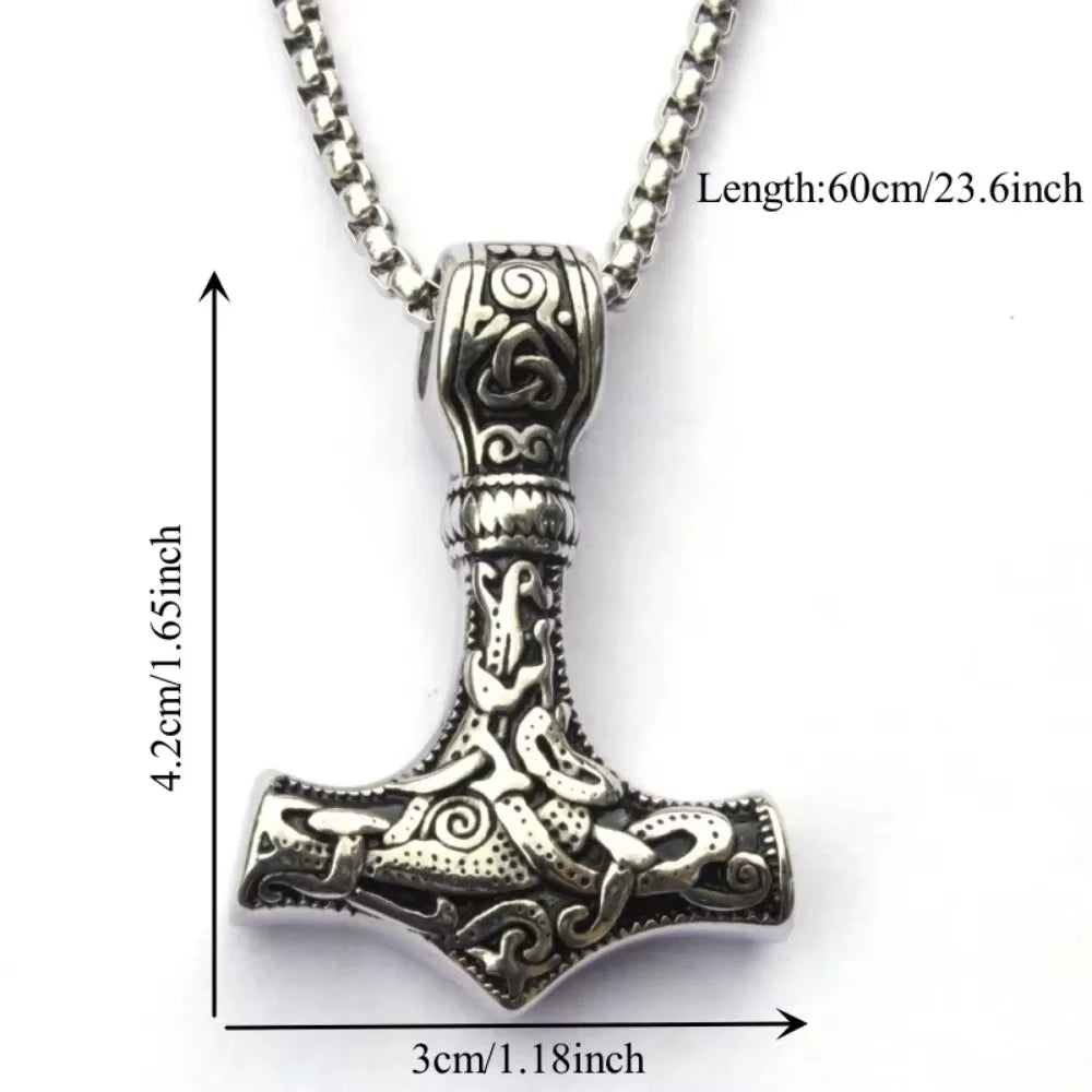 Thor Hammer Mjolnir Viking Pendant — Stainless Steel