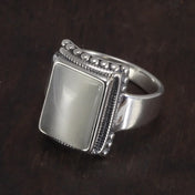 Silver-Tone Lucifer Ring with Black Onyx Stone