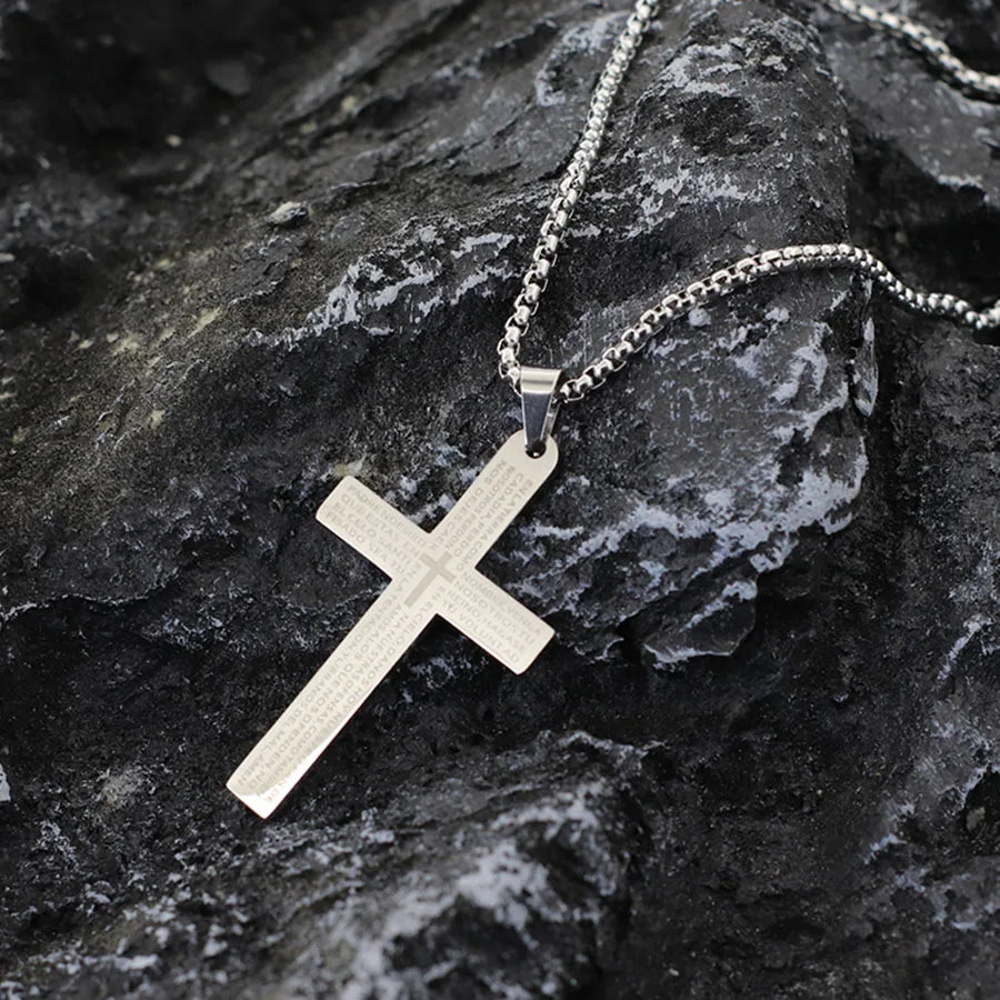 Classic Stainless Steel Cross Necklace For Men 24 Inches Long Pendant Collar Hiphop Rock Outdoor Cool Riding Neck Accessories