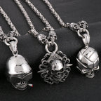 Punk Skull Head Pendants Necklaces for Men Stainless Steel Men's Pendant Necklace With 45--72CM Long Chain Halloween