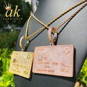Iced Out CZ Credit Card Pendant Necklace — Gold Hip