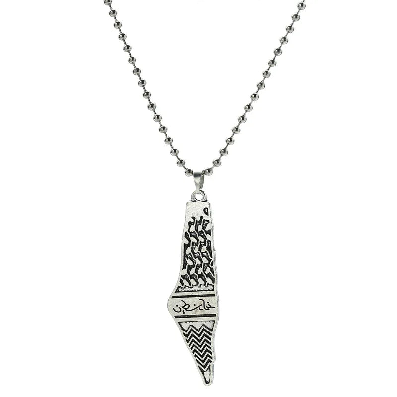 Palestine Map Pendant Necklace — Stainless Steel