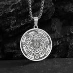Stainless Steel Solomon Religious Seven Archangels Compass Pendant Necklace Men's Retro Lucky Amulet Jewelry