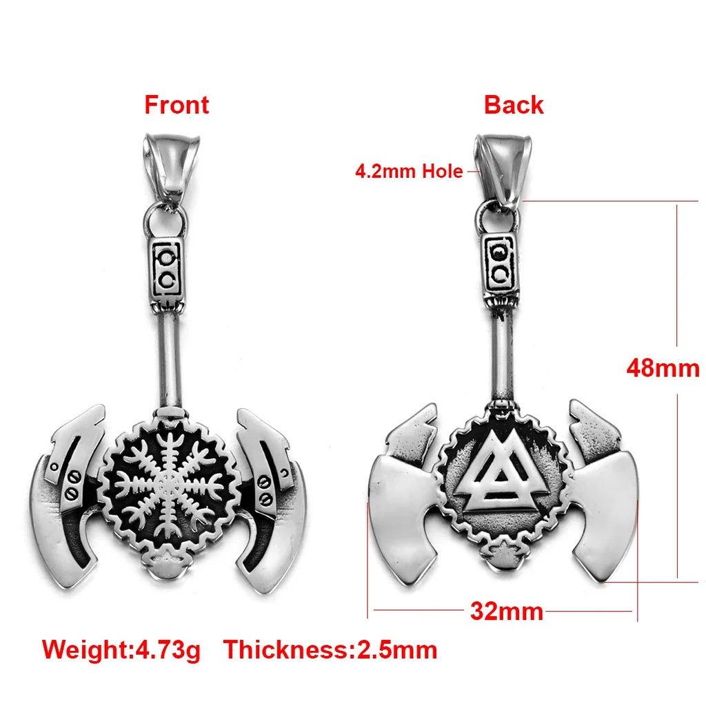 Stainless Steel Viking Norse Pendant for Necklace DIY Accessories Jewelry Making Findings Men Charm Supplies Punk Axe