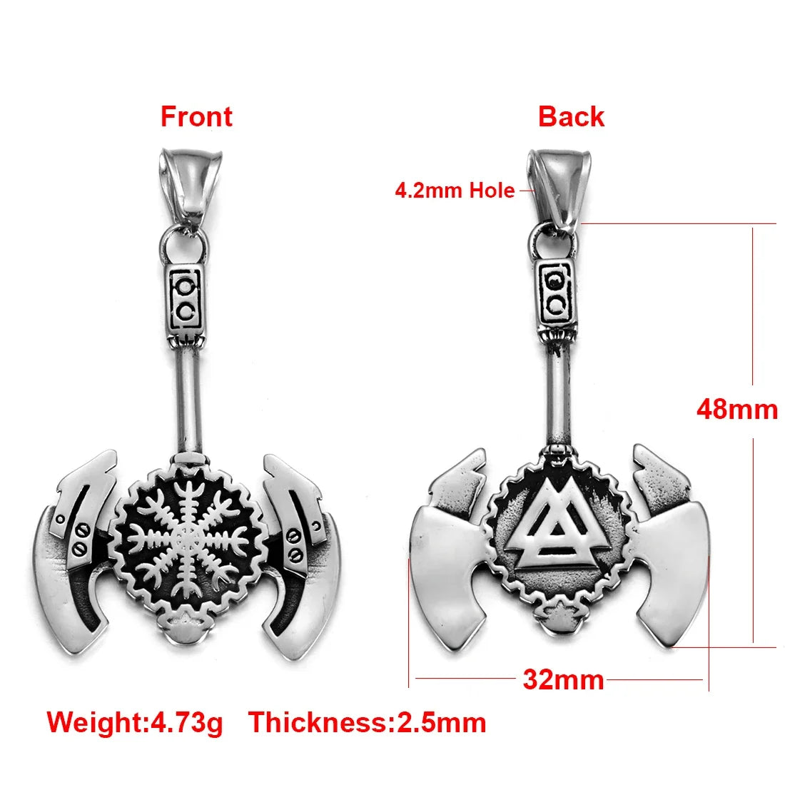 Stainless Steel Viking Norse Pendant for Necklace DIY Accessories Jewelry Making Findings Men Charm Supplies Punk Axe