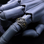 Retro Chained Snake Adjustable Open Ring For Men Silver-plated Copper Gothic Punk Edgy Indie Jewelry Niche Accessories