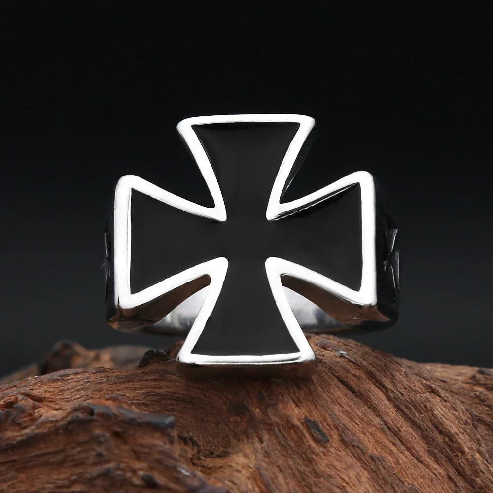 Iron Cross Ring — Stainless Steel