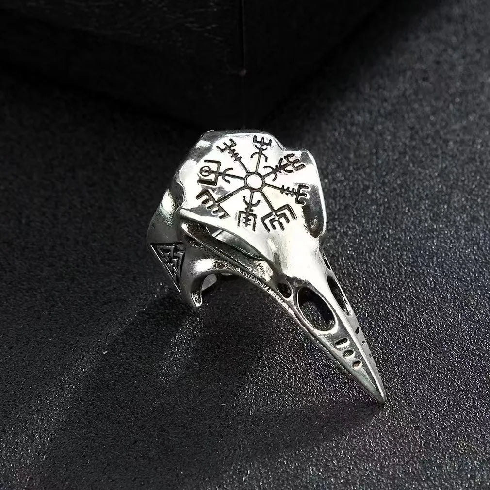 Retro Viking Bird Skull Ring — Zinc Alloy
