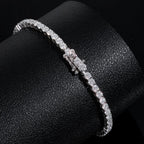 Initial Letter Tennis Bracelet — Iced Out Silver-Tone, 3mm