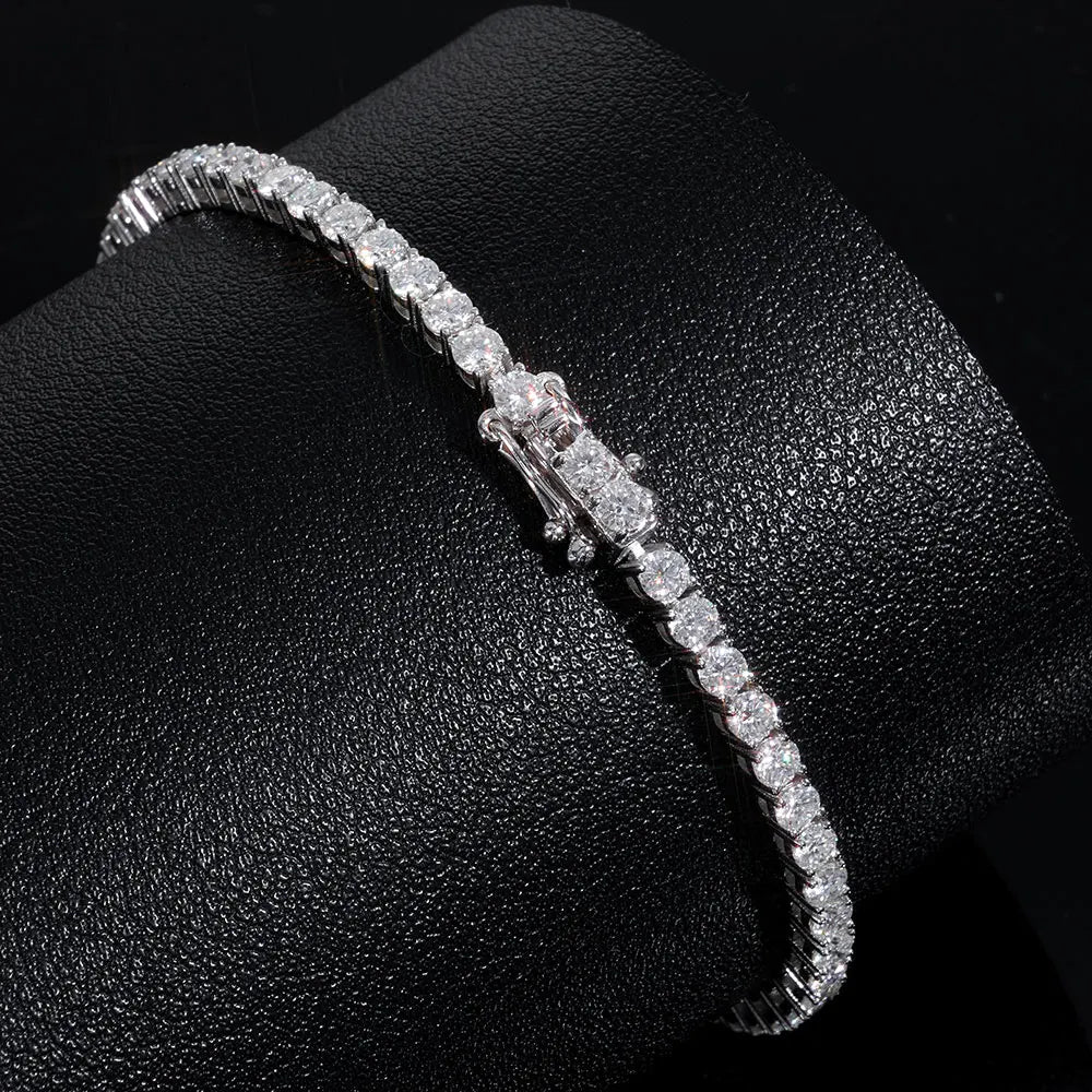 Initial Letter Tennis Bracelet — Iced Out Silver-Tone, 3mm