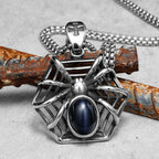Spider Silk Gemstone Men Necklaces With Pendant Stainless Steel Jewelry For Male Women Punk Hip Hop Accessories Gifts