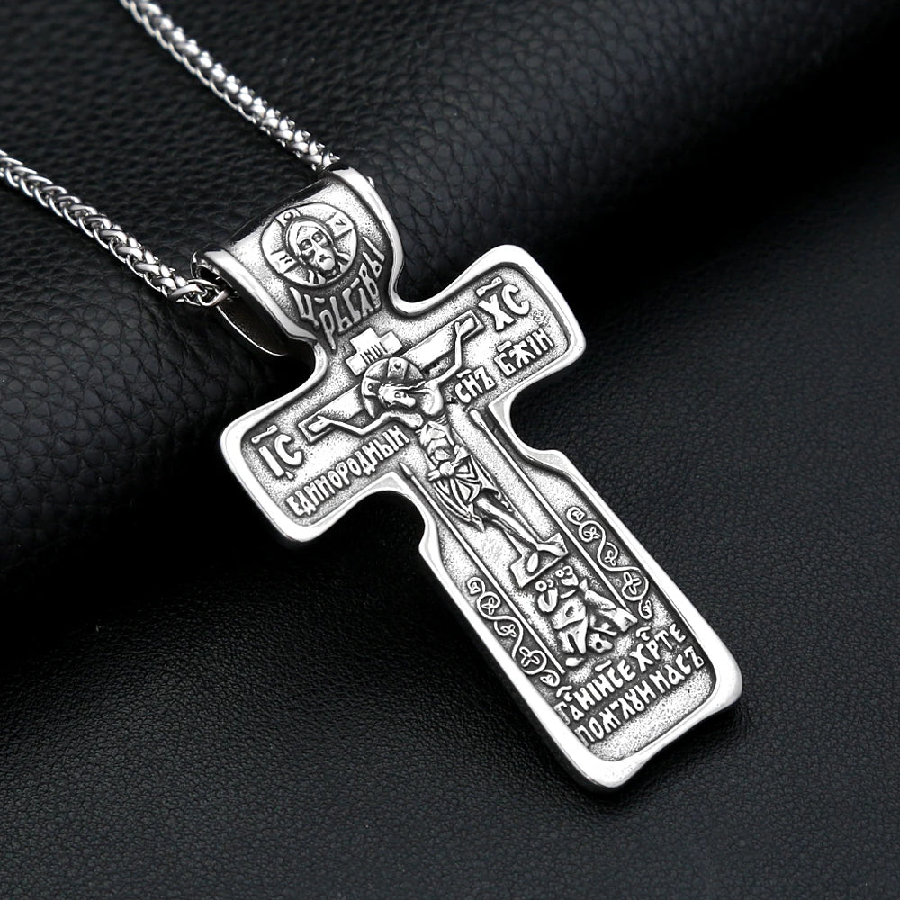 Vintage Jesus Cross Pendant — 316L Stainless Steel