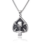 Skull Poker Card Steel Pendant European American