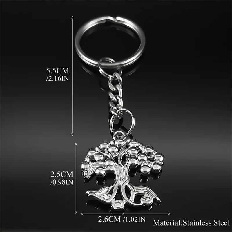 Tree Of Life Silver Pendant Key Hollow Plant Bag