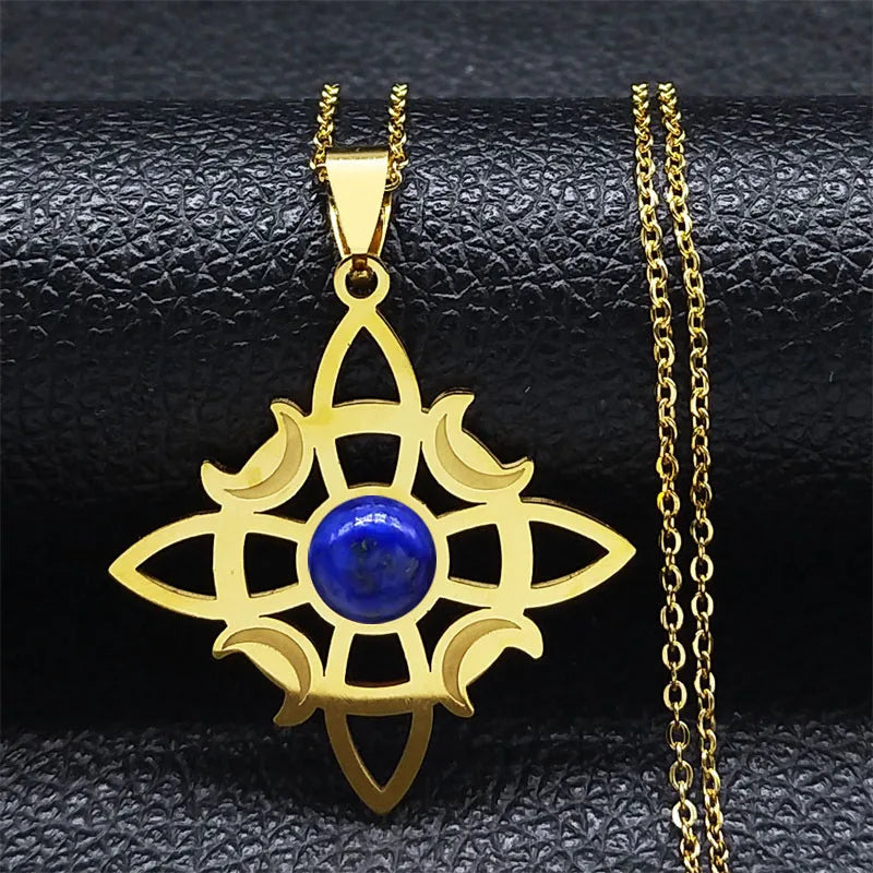 Viking Steel Pendant Celtic Knot Crescent Moon