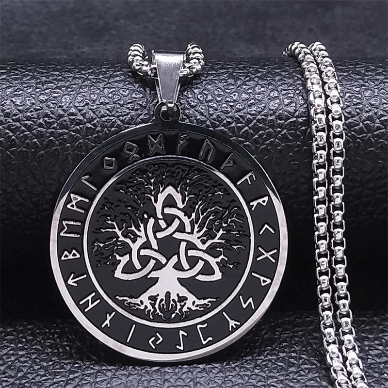 Witchcraft Celtic Witch Knot Pendant Necklace for Women Men Stainless Steel Slavic Protection Amulet Jewelry nudo de