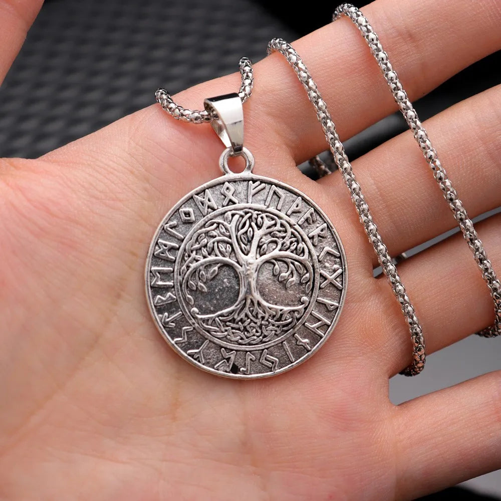 Gothic Tree of Life Pendant Necklace — Silver-Tone, Vintage Chain