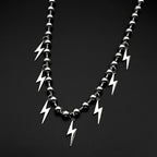 Korean Fashion Lightning Necklace Stainless Steel Ball Bead Chain Flash Pendant Punk Y2K Street Unisex Y2K Hiphop Jewelry Gift