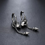 Silver Chain Spike Dangle Earrings Stainless Steel