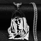 Jesus Cross & Virgin Mary Cutout Necklace — Stainless Steel