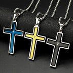 Christian Two-Tone Double Rotatable Cross Stainless Steel Jesus Amulet Pendant Necklace for Women Men Gold Color Chain