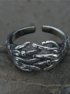 WEIER Punk Style Skull Hand Ring Men Women Nightclub Fashionable Aggressive Hand Stacking Rings Silver 925 Trendy Jewelry