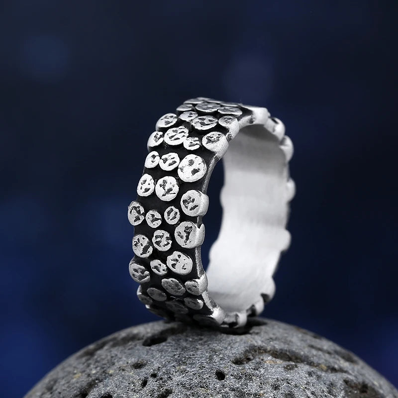 Viking Gothic Geometry Band Ring for Men — Stainless Steel
