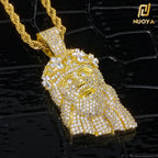 NUOYA Luxury Jewelry Iced Out Diamond Jesus Head Pendant 18K Gold Plated Micro Pave Zircon Hip Hop Pendant Jewelry Gift for Men