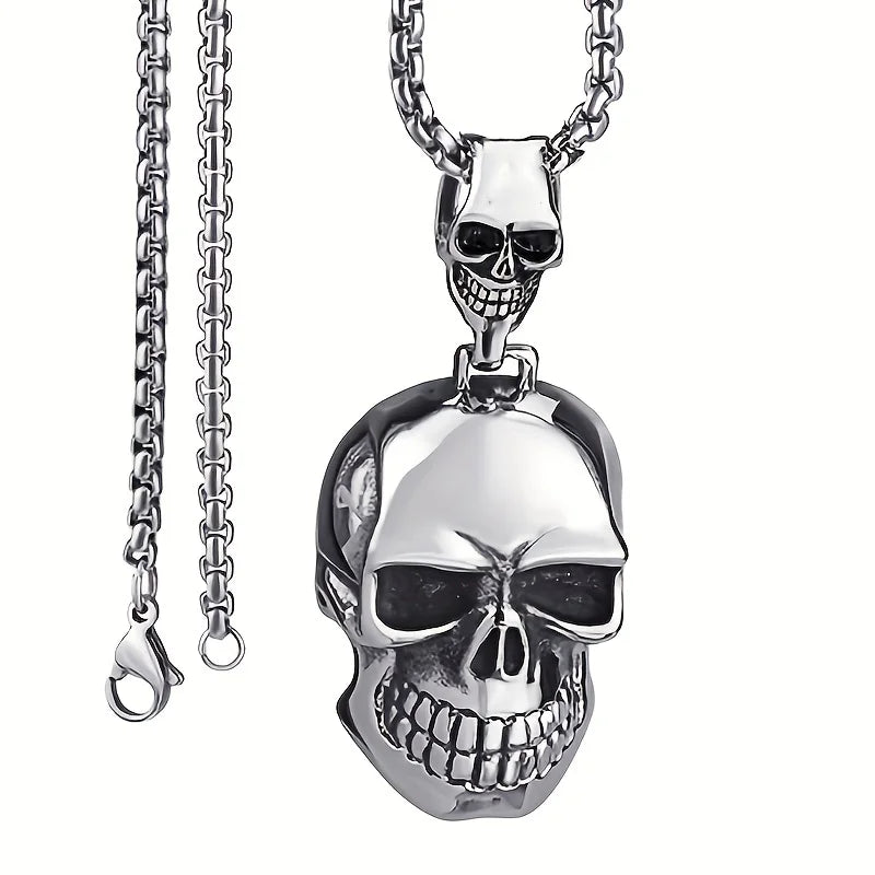 Big Ghost Skull Pendant Necklace — Gothic Statement
