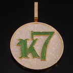 Iced Out Letter Pendant Necklace Disc CZ