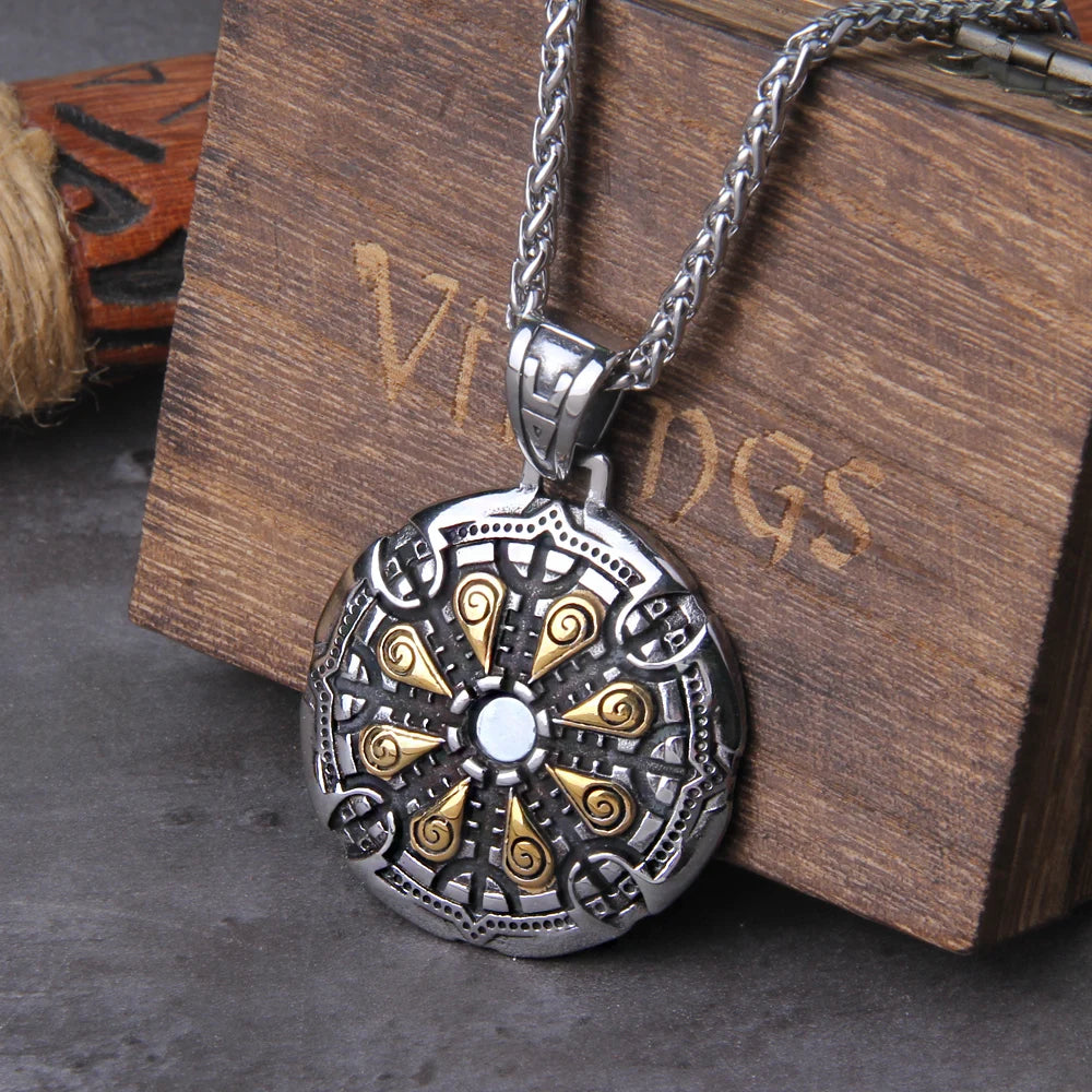 Vegvisir Viking Rune Necklace — Gold