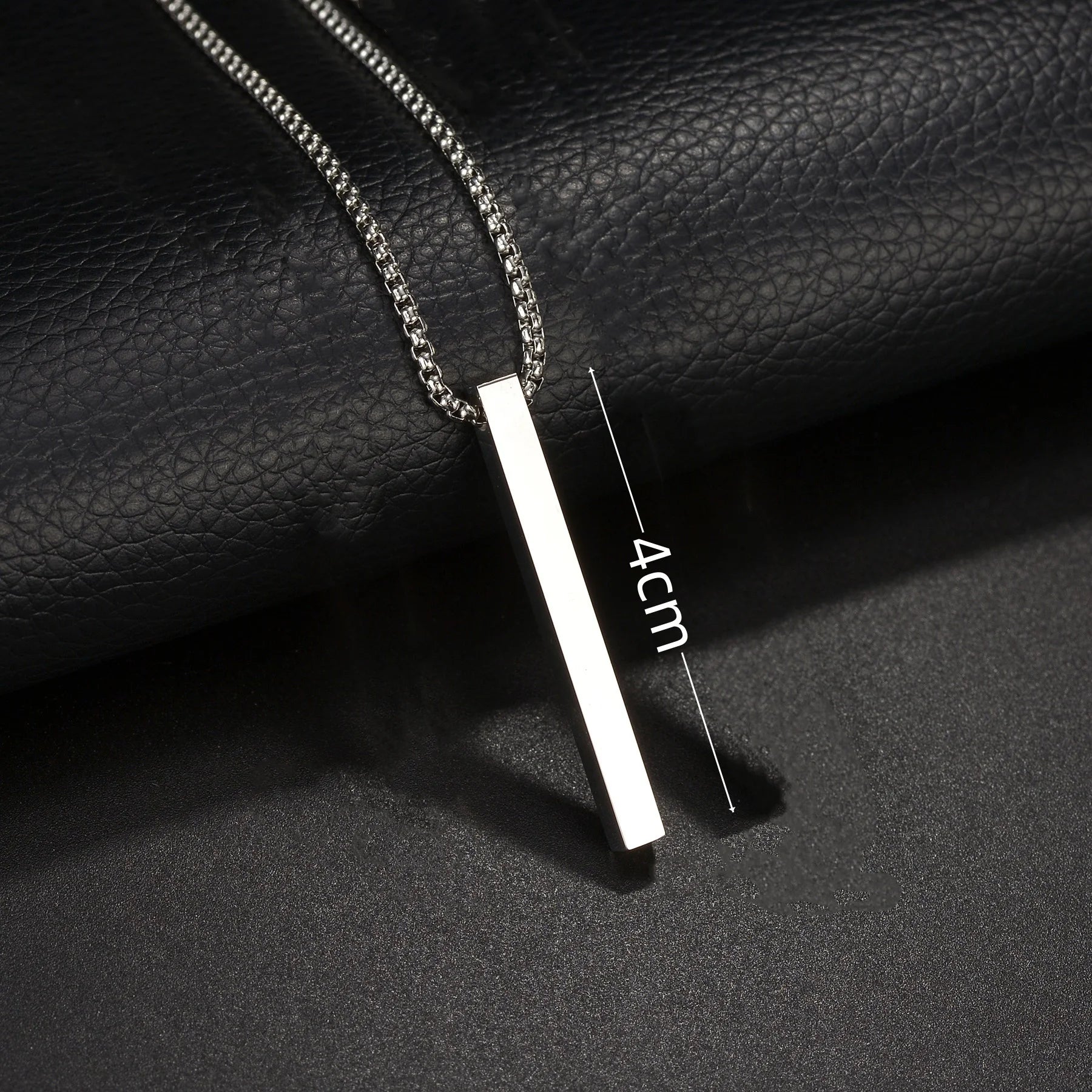 Minimal Wishing Bar Pendant Necklace — Stainless Steel