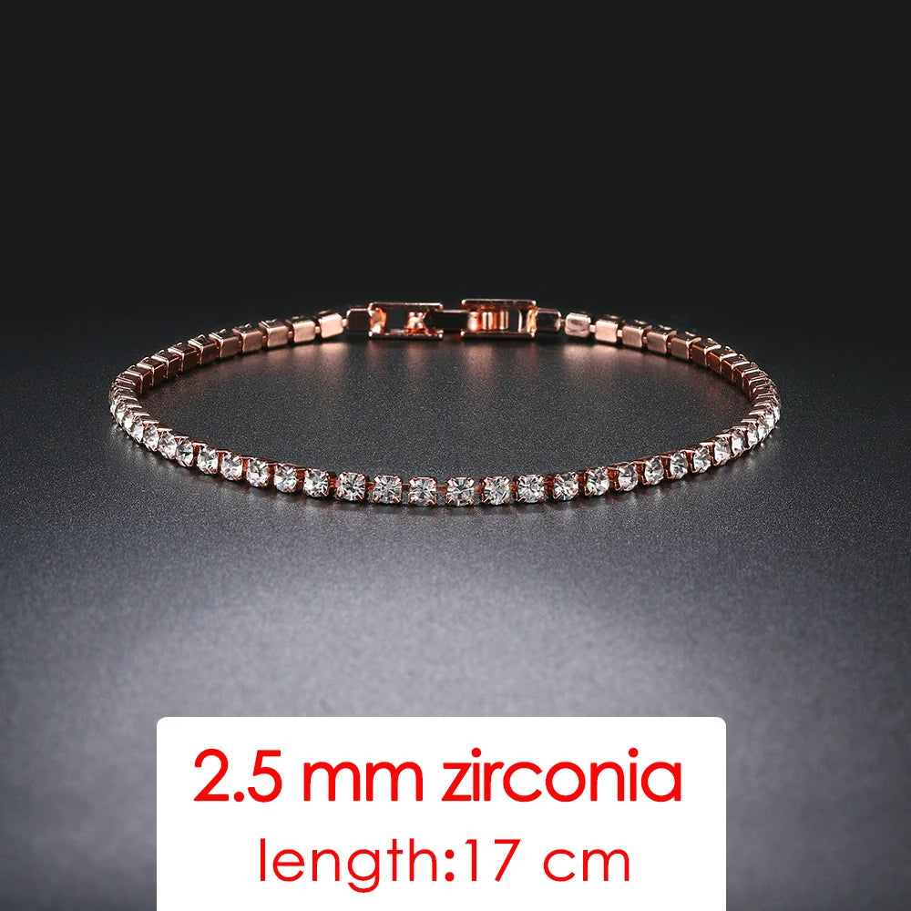 ZHOUYANG Tennis Bracelets For Women Simple Luxury Round Crystal Gold Color Bangle Chain Wedding Female Gift Wholesale Jewelry