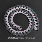 Gold Cuban Chain Necklace Iced Out 18MM 3-Row