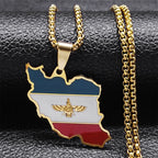 Gold Map Flag Pendant Necklace — Stainless Steel