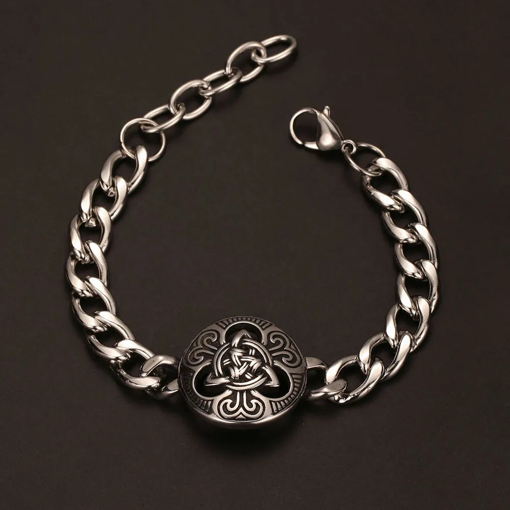 Medieval Norse Viking Rune Wolf Bracelet Man Stainless Steel Valknut Witch Knot Compass Bracelet for Men Scandinavian