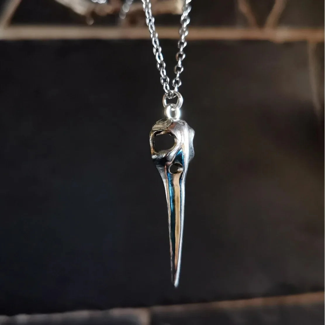 Men's Fashion Raven Head Odin Pendant Necklace 316L Stainless Steel Punk Hip Hop Teen Animal Personality Jewelry