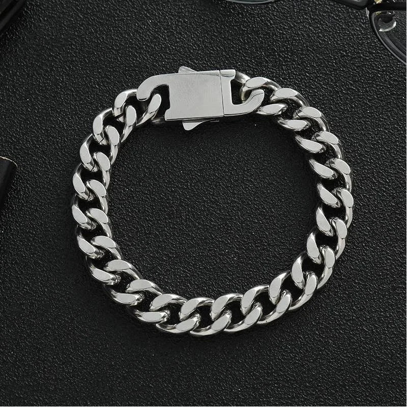 Width 9MM 316L Stainless Steel Encrypted Cuban Chain Bracelet For Men Fashion Hip Hop Party Accessories Boyfriend Gift