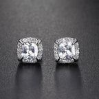 Two-Tone Iced Out Square Stud Earrings Multicolor