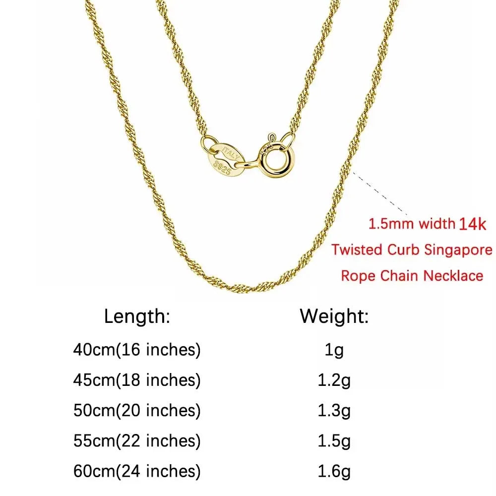 ORSA JEWELS Genuine 925 Sterling Silver Paperclip Chopin Rope Cuban Figaro Box Cable Chain Necklace Simple Basic Chain