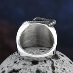 2024 New Good Detail Men's Punk Rock Black Stone Ring With 3D Snake Gothic Style 316L Stainless Steel Biker Anel Movie jewellery