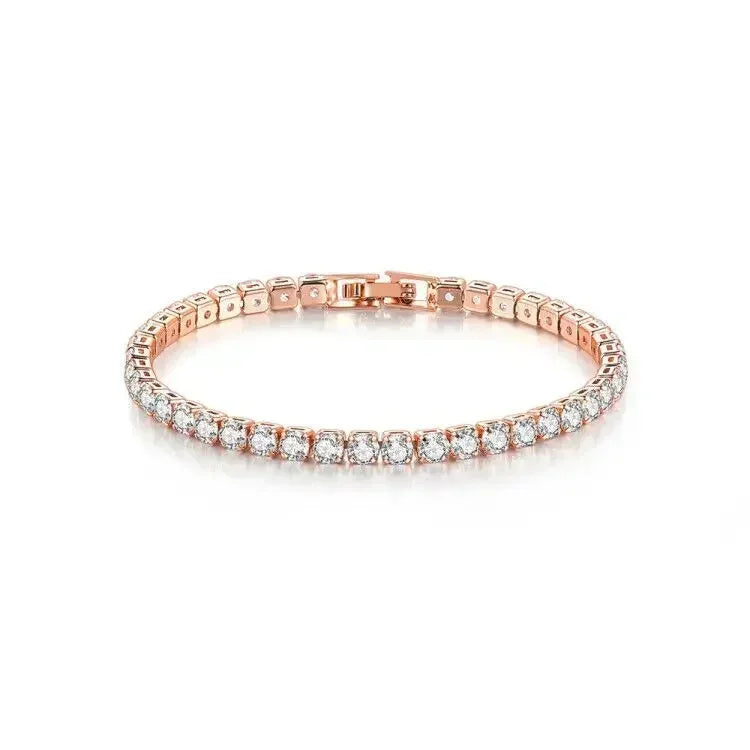 2026 New Hiphop Tennis Bracelets for Men Women Luxury Iced Out 4mm Zircon Crystal Gold Color Hand Chain Hippie Jewelry Gift