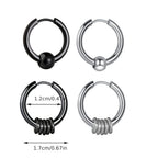 2pcs Stainless Steel Hoop Earrings For Men Small Circle Metal Ball Anti-allergic Ear Buckle Rock Hip Hop Artificial