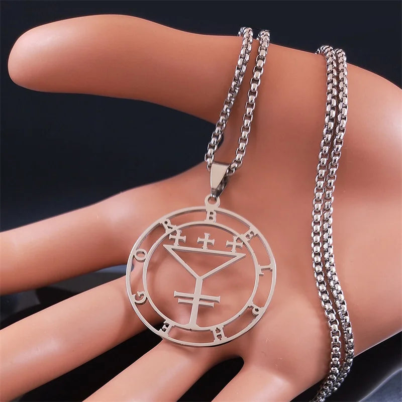 Belphegor Seal Round Pendant Necklace — Stainless Steel