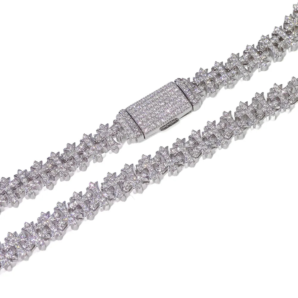 Iced Out Cross Bracelet Stainless Steel 8MM