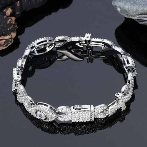 Cross Cuban Bracelet Iced Out 8MM Stainless Steel