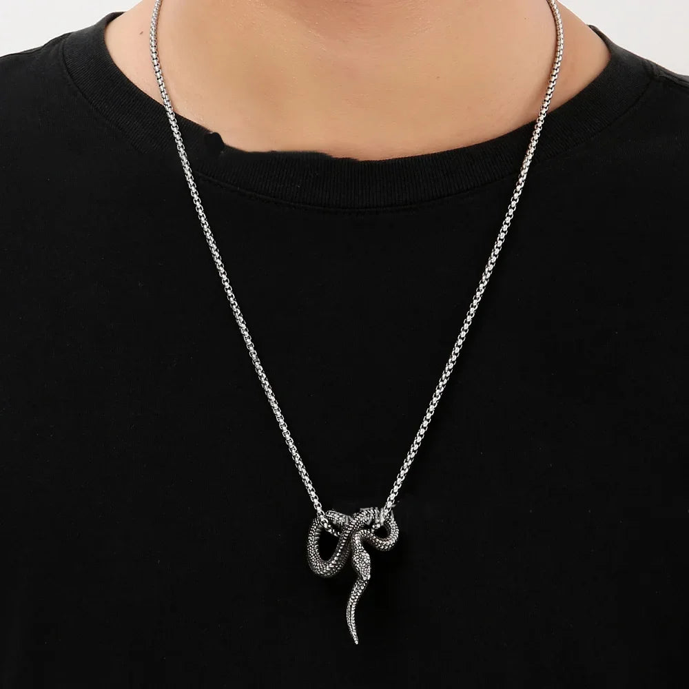 Snake Pendant Necklace — 316L Stainless Steel