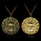 Skull Coin Medallion Pendant Necklace