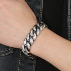 Men's Bracelets 19MM 316L Stainless Steel Cuban Links Chains Man Bracelet for Men Classic On Hand Jewelry Male Accessory